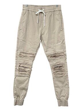 Saint Morta Abolished Joggers Mens S Bone Cotton Tapered Moto Distressed NWT